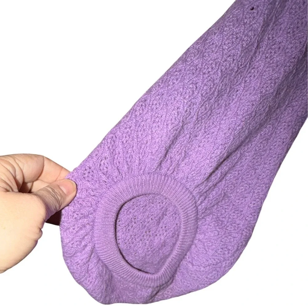 Christiane Celle Calypso Cashmere S Purple Open Cardigan Pointelle Knit Wrap Y2K